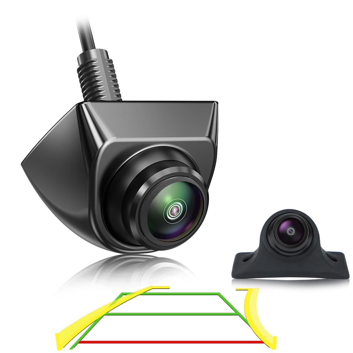 Car Backup Camera with Dynamic Trajectory Guide Line, GreenYi AHD 1080P Reverse Rear View Cam, Adjustable Fisheye Lens, Waterproof Night Vision 170 Degree Wide View