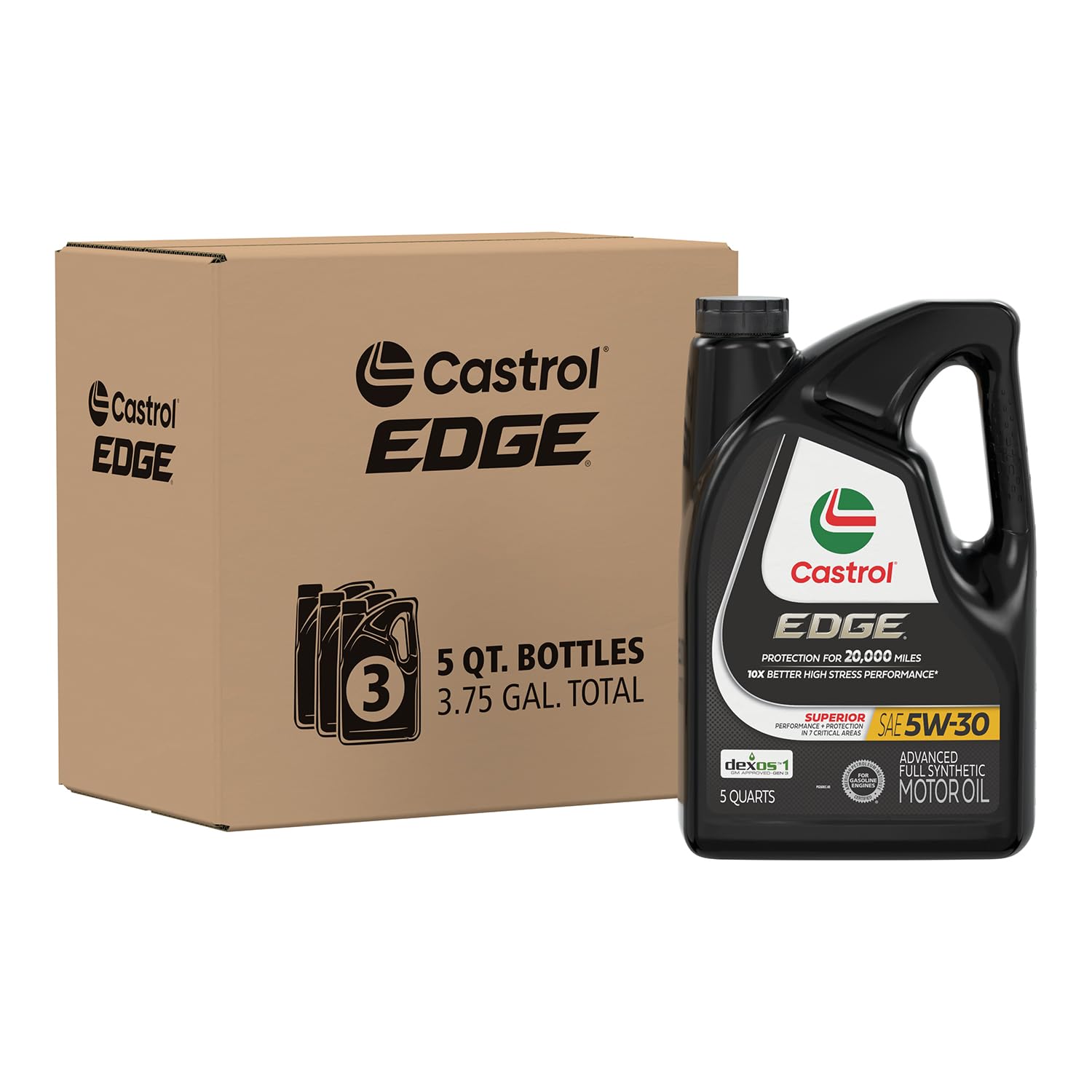 Castrol EDGE 5W-30 Advanced Full Synthetic Motor Oil, 5 Quarts, Pack of 3