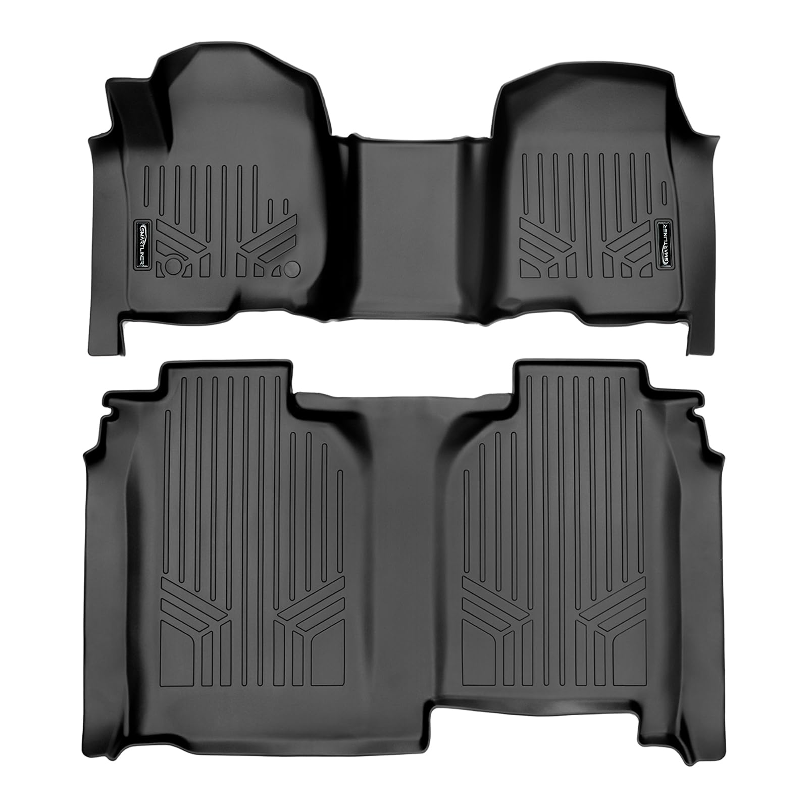 SMARTLINER All Weather Protection Custom Fit 2 Row Floor Mat Liner Set Compatible with 2019-2025 Chevrolet Silverado 1500