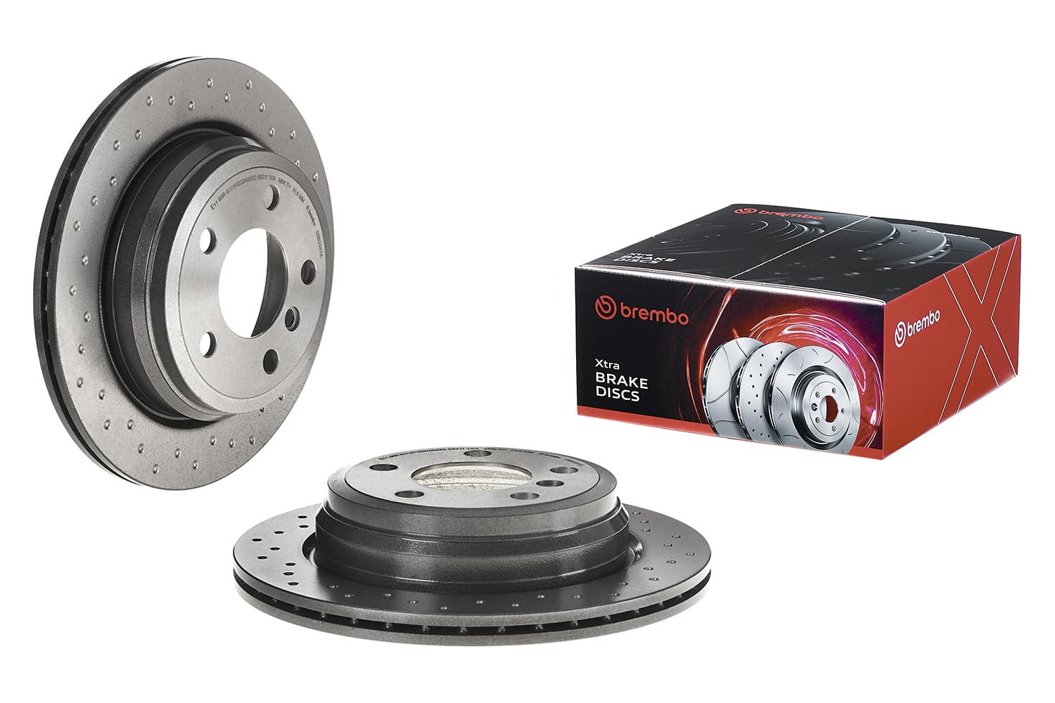 Brembo 09.B338.1X Xtra Rear Brake Discs with UV Painting, Set of 2