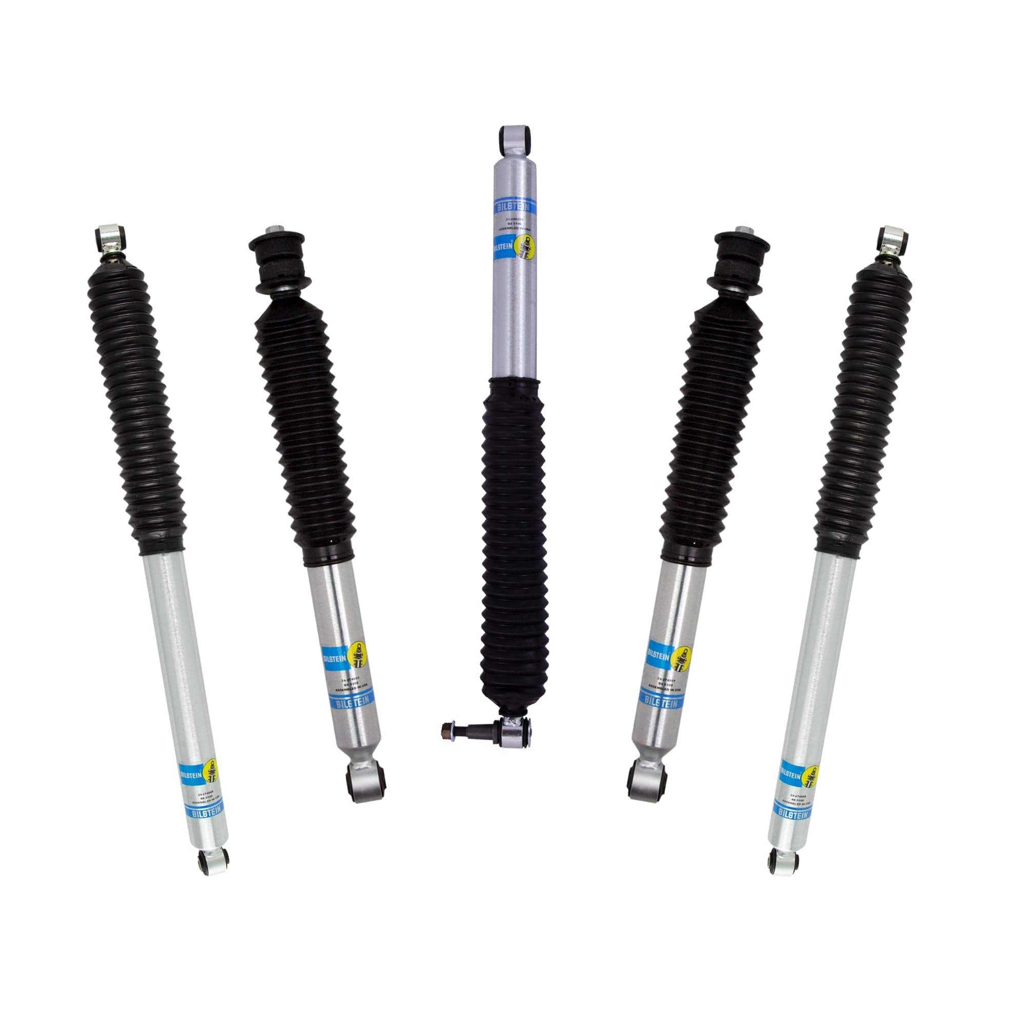 Bilstein Set of Front and Rear B8 5100 Series Shocks with Steering Stabilizer Compatible with 2017-2025 F250/F350 4WD w/o Tremor Package with 2-2.5" Front & 0-1" Rear Lift