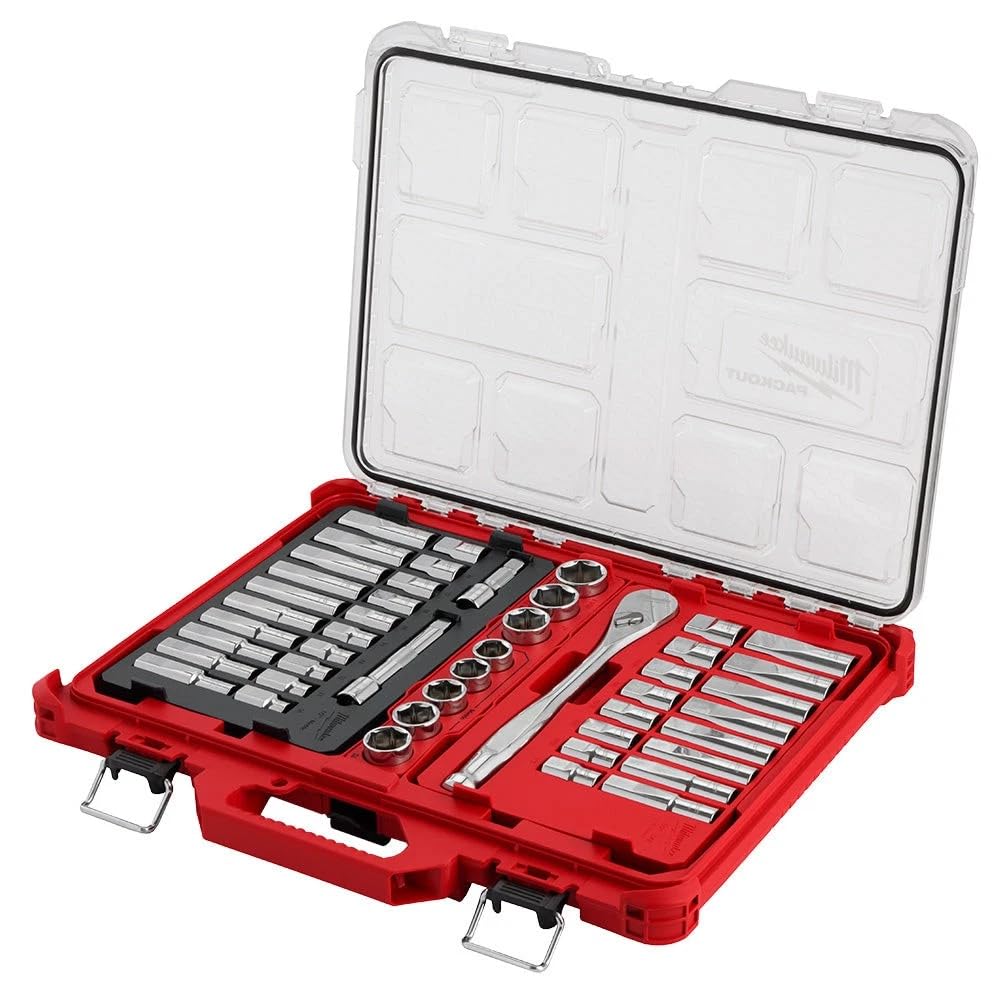Milwaukee Electric - 47PC 1/2 Drive Ratchet Socket Set with PACKOUT.