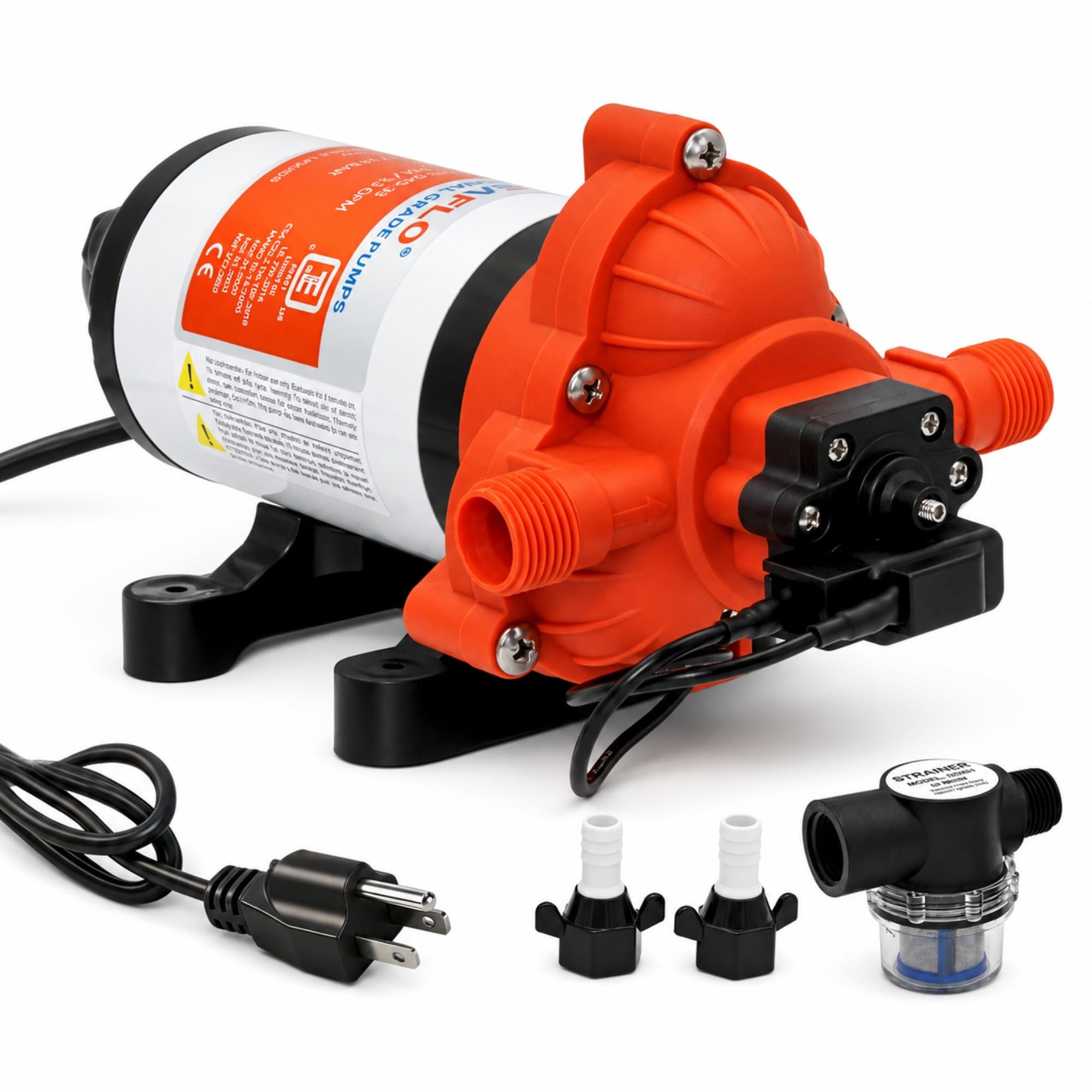 SEAFLO 33 Series Water 110V AC Pressure Pump - 115V AC, 3.3 GPM, 45 PSI, Self Priming, Smart Pressure Switch, for RV/Caravan/Marine/Industrial Use-NSF, CE & Rohs Certified, UL Listed, 4-Year Warranty