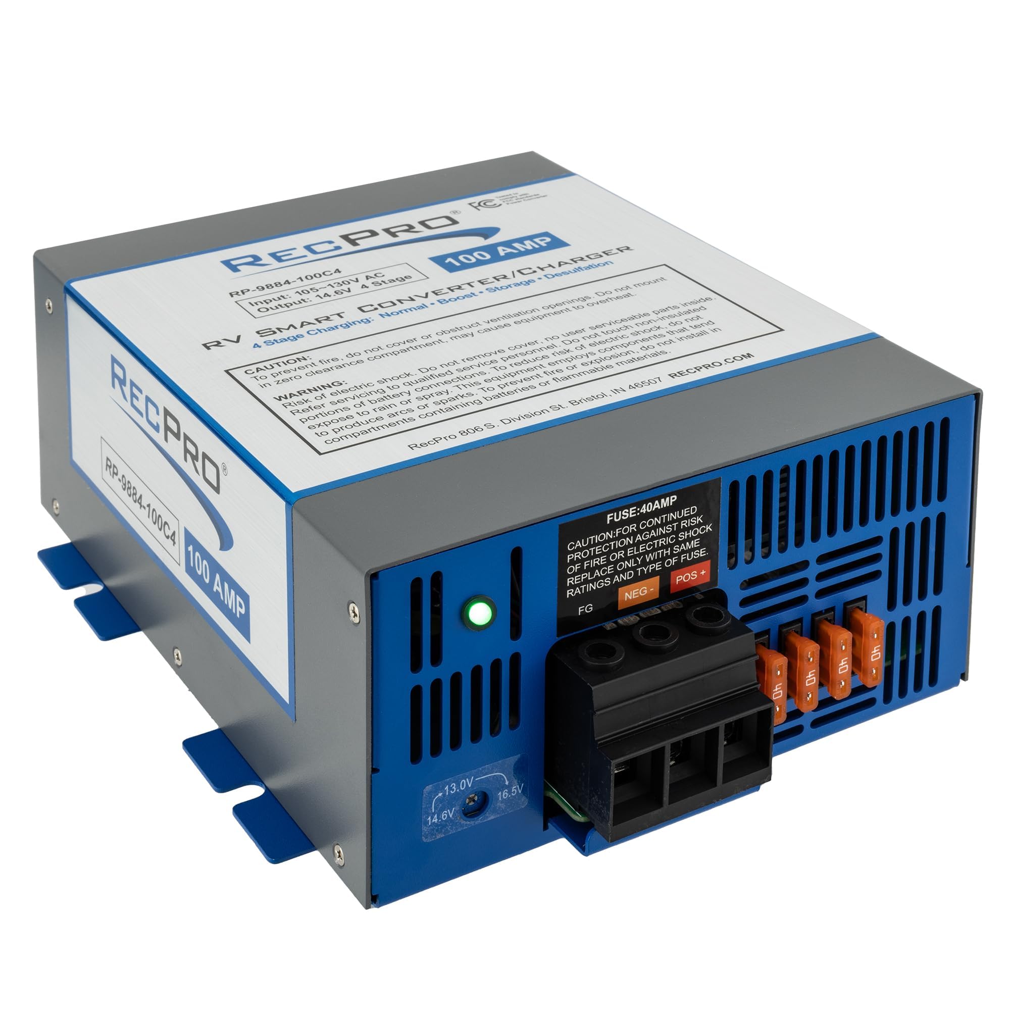 RecPro RV Converter 100 Amp | RV Power Converter & Battery Charger | 4 Stage Smart Charging | 120VAC to 12VDC | 13V to 16.5V Operating Range