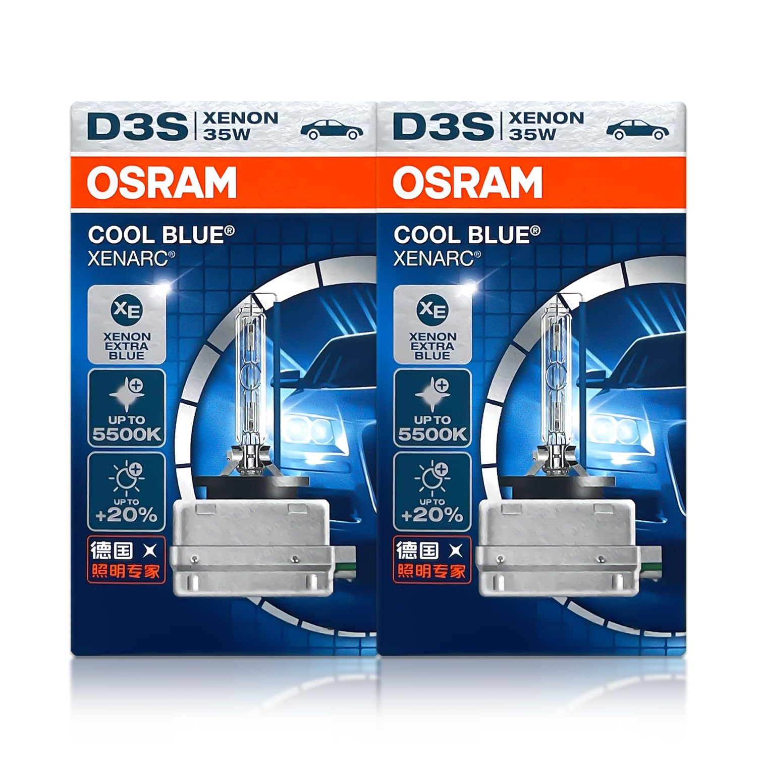 Osram Xenarc D3S Cool Blue 66340CB HID Xenon Headlight Bulbs 42V 35W 5500K Made in Germany | Pack of 2