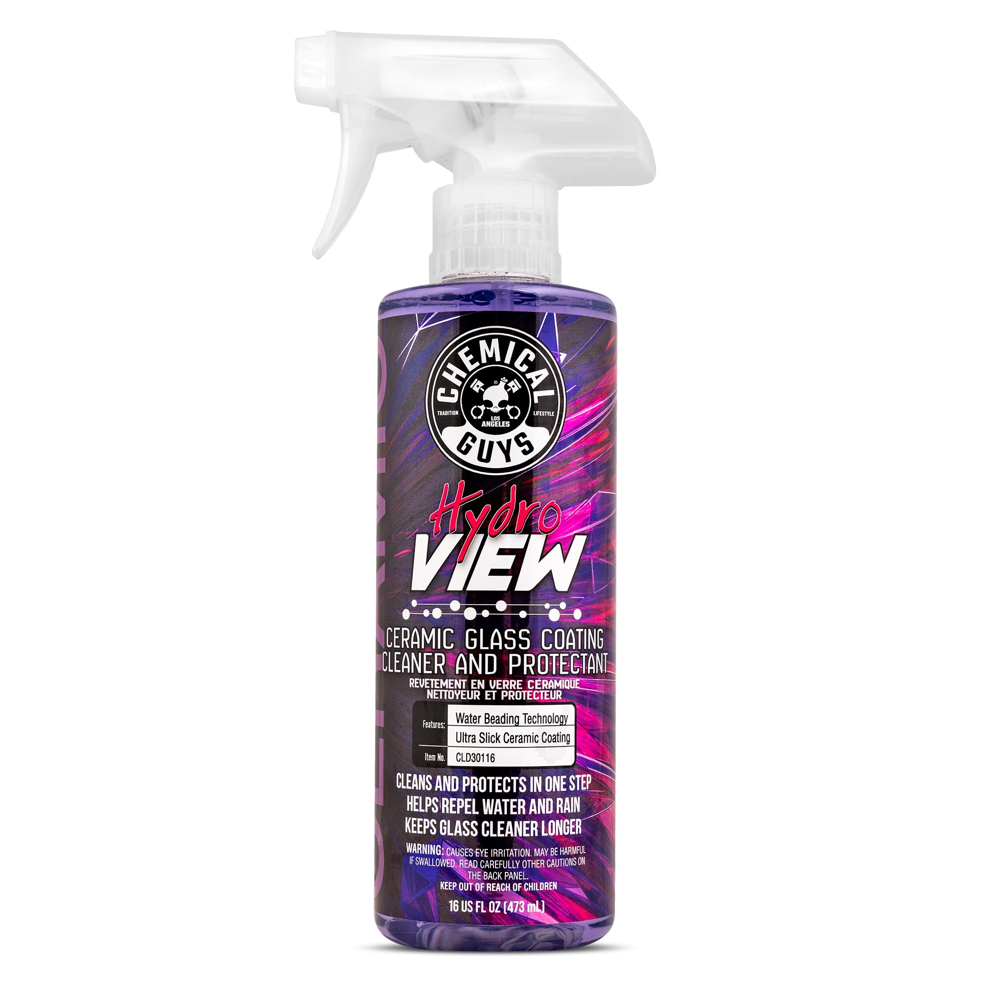Chemical Guys HydroView Ceramic Glass Cleaner & Coating - Cleans & Adds Hydrophobic Protection, Car Window Cleaner for Glass, and Mirrors, Trucks, SUVs, and Home Use - 16 fl oz