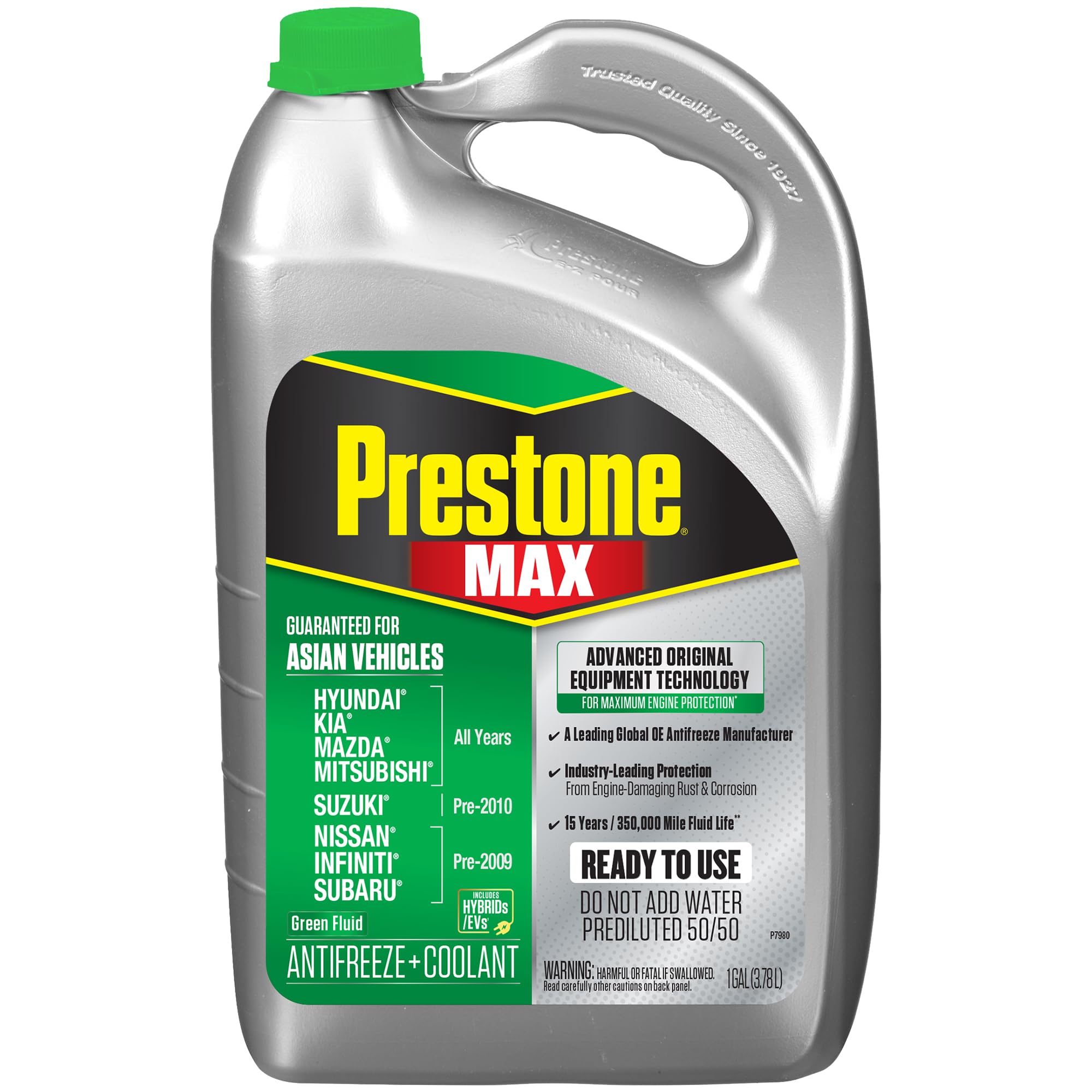 Prestone MAX Asian Green 50/50 Antifreeze Automotive Coolant, Pack of One