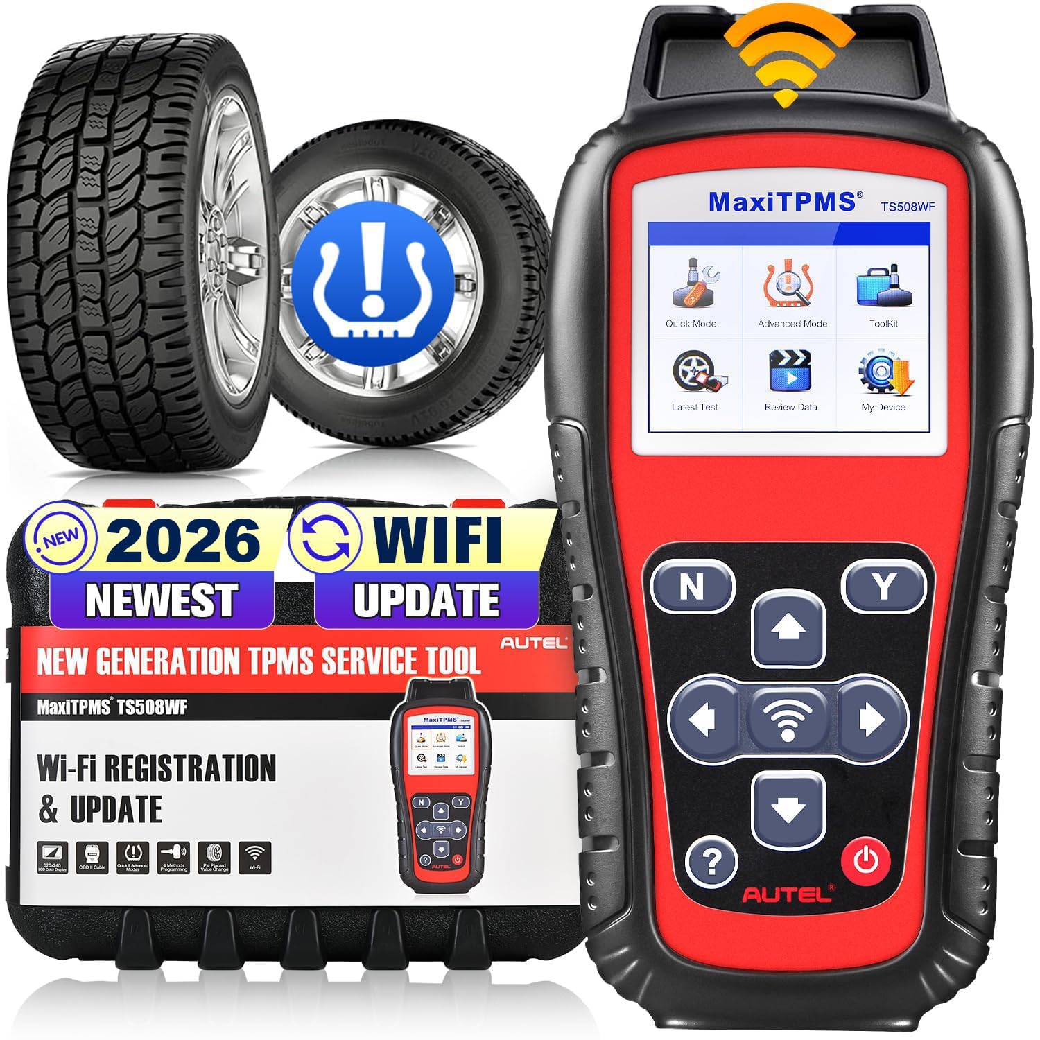 Autel MaxiTPMS TS508WF TPMS Relearn Tool, 2026 WiFi Ver. of TS508 TS501 TS408S TS601, Activate/Relearn/Diagnosis All Sensors, Program Autel MX-Sensor 315/433MHz, Read/Clear DTCs Quick & Advance Mode