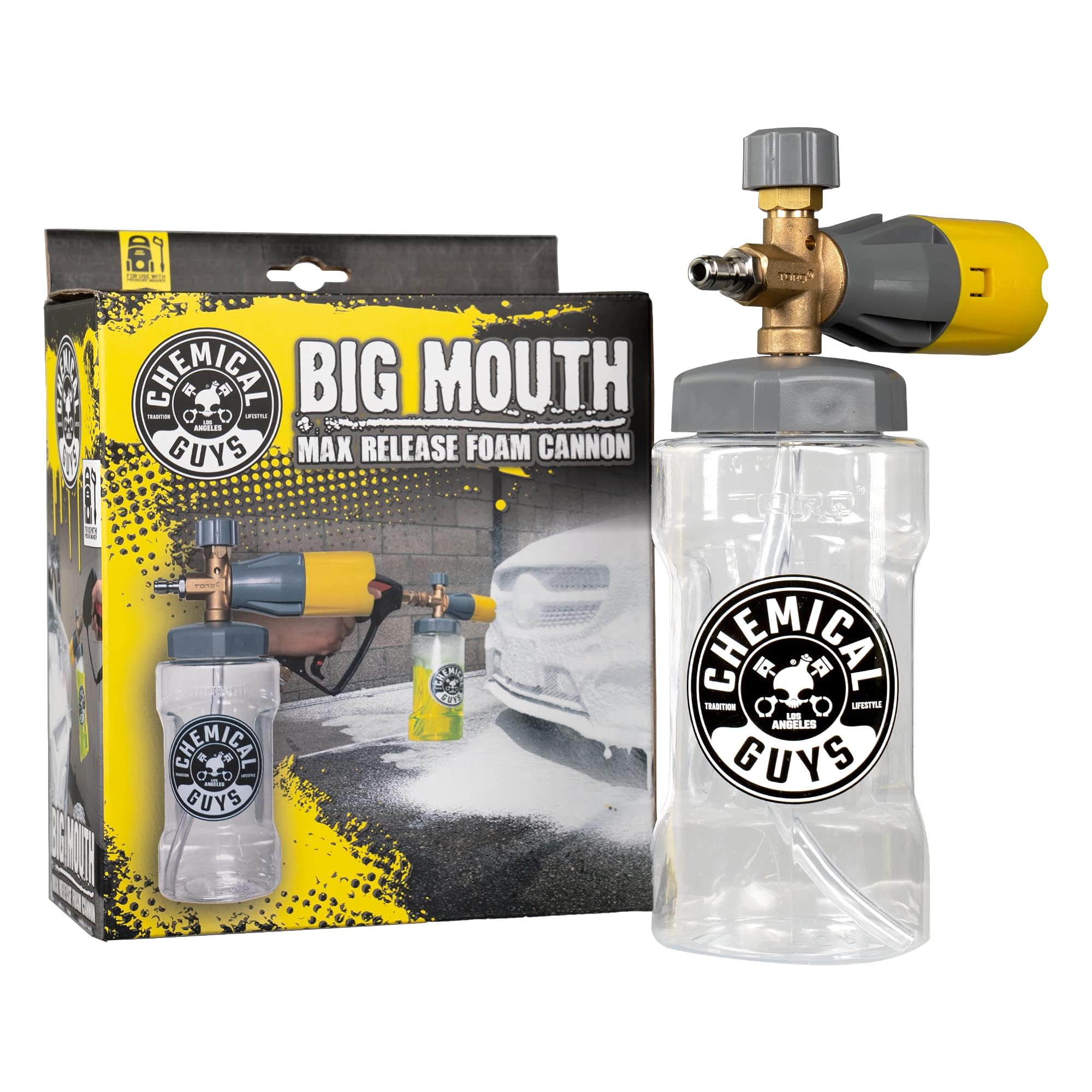 Chemical Guys Big Mouth Max Release Foam Cannon - Foam Cannon for Pressure Washer for Car Wash, Home Cleaning, and Boat Wash with 34 oz Bottle