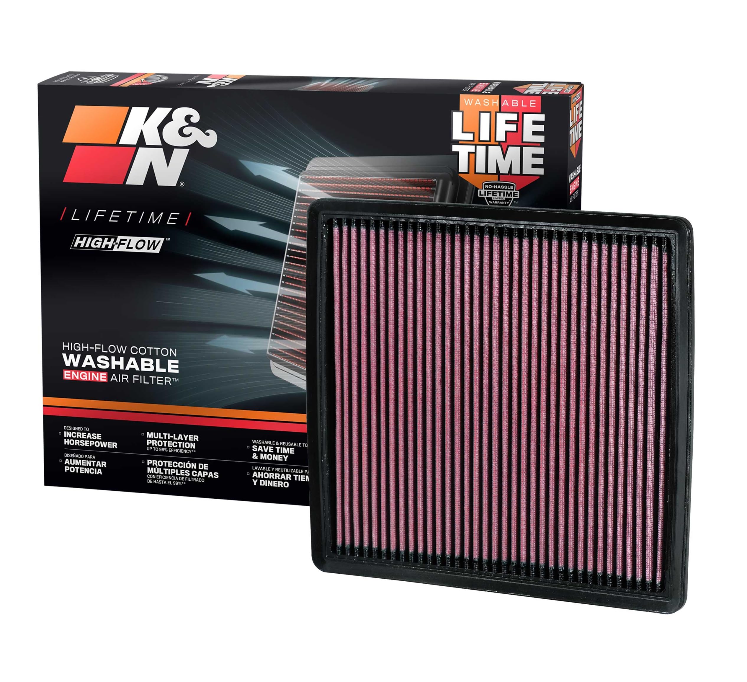 K&N High-Flow Original Lifetime Engine Air Filter: Increase Performance, Premium, Washable: Compatible with 2007-2026 FORD/LINCOLN: Expedition, F150, F250, F350, F450, F550, F560, Navigator, 33-2385